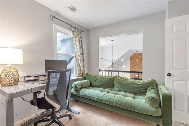 1867 N Creek Cir, Alpharetta, GA 30009 - office area with carpet floors and a chandelier