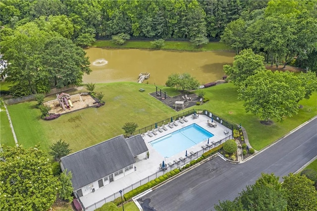 1867 N Creek Cir, Alpharetta, GA 30009 - drone / aerial view of a nearby body of water and a pool
