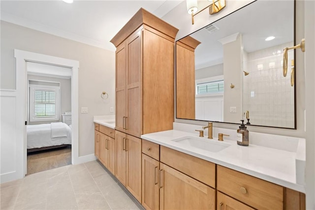 1010 Fendley St, Woodstock, GA 30188 - bathroom featuring double vanity, a tile shower, and ensuite bath