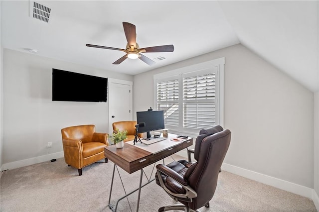 1010 Fendley St, Woodstock, GA 30188 - carpeted office with a ceiling fan, baseboards, and lofted ceiling