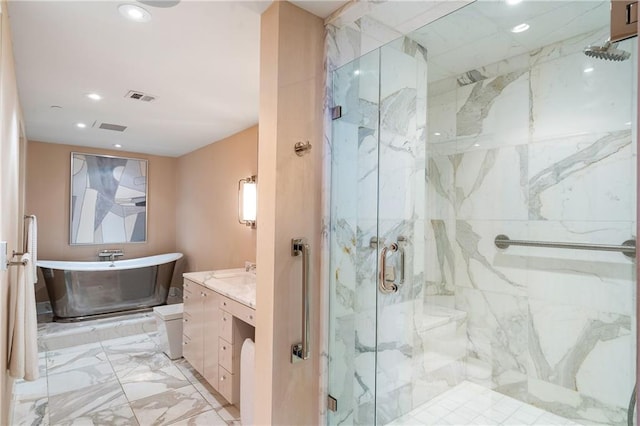 bathroom featuring sink and plus walk in shower