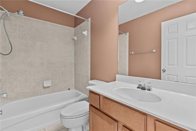 full bath with vanity, toilet, and shower / bathing tub combination