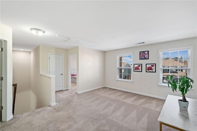 basement with carpet flooring and baseboards