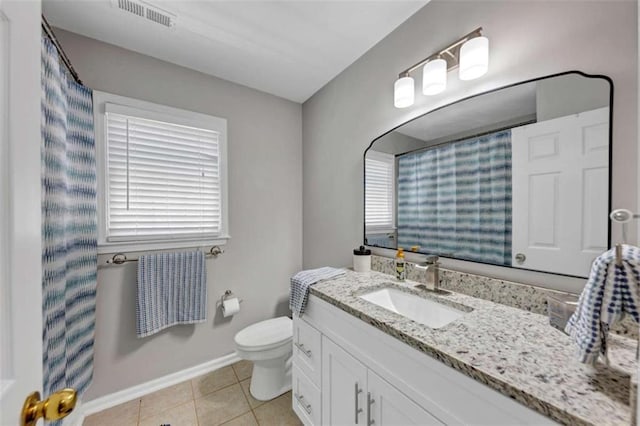 829 Verdun Way, Marietta, GA 30064 - bathroom with toilet, vanity, baseboards, tile patterned flooring, and visible vents