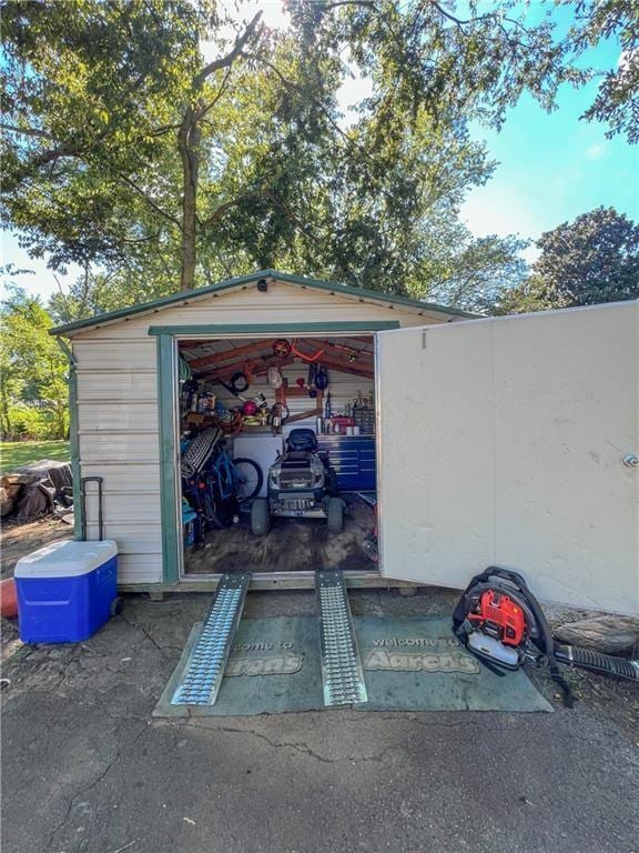 view of garage