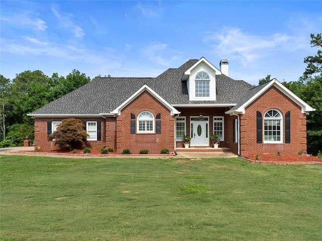 view of front of home featuring a front lawn