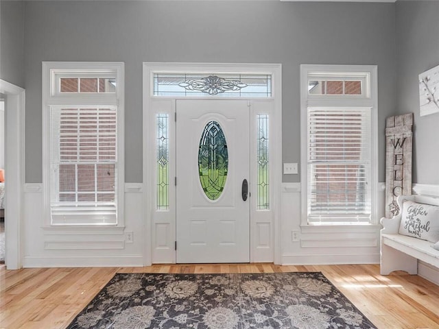 foyer entrance featuring light wood-type flooring