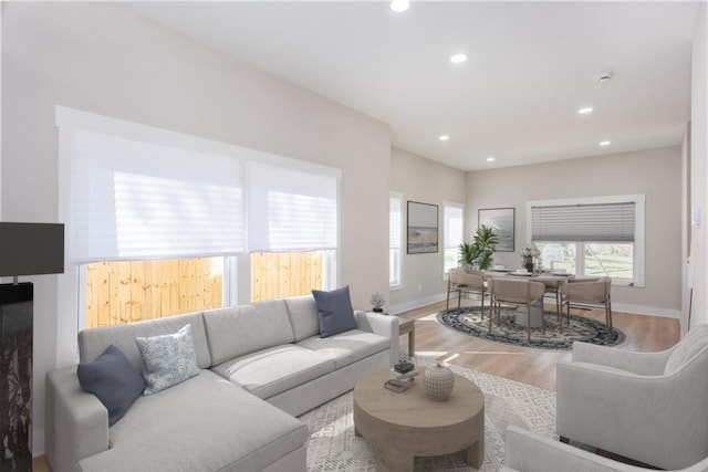 3286 Bachelor St, East Point, GA 30344 - living area featuring wood finished floors and recessed lighting