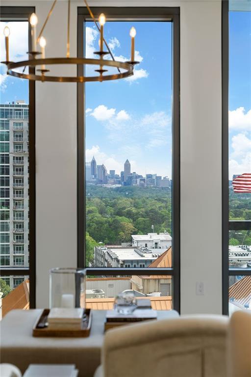 3107 Peachtree Rd NE Unit 1403, Atlanta, GA 30305 - details featuring a chandelier and a view of city