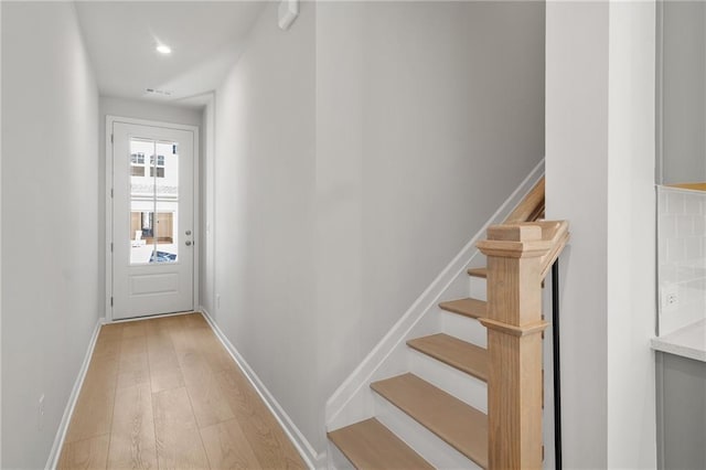 714 Smokey Quartz Way, Kennesaw, GA 30144 - staircase with wood finished floors, baseboards, and recessed lighting