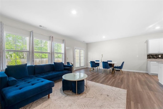 1025 Cherryfield Run, Marietta, GA 30008 - living room featuring wood finished floors, recessed lighting, and baseboards