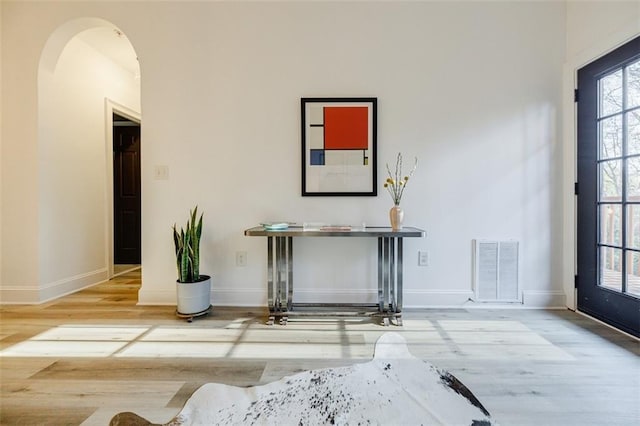 living room with wood-type flooring