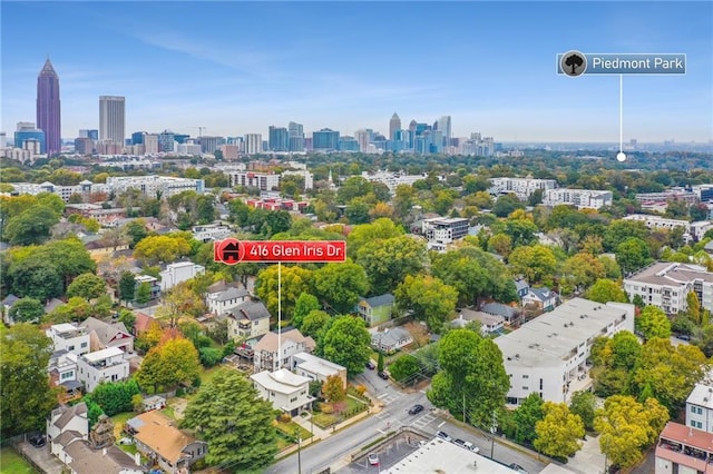 drone / aerial view featuring a view of city