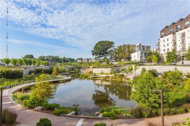 view of community featuring a water view