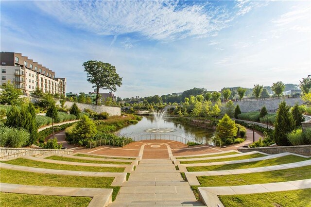 view of property's community with a water view