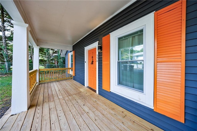 wooden deck featuring a porch