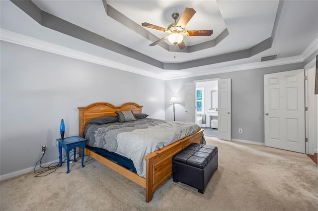 2196 Kildare Way NW, Kennesaw, GA 30152 - bedroom featuring a tray ceiling, carpet, baseboards, and crown molding