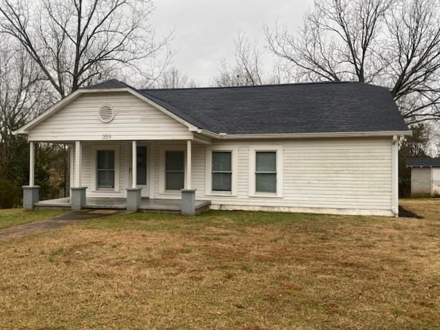 view of front of property with a front lawn and a porch