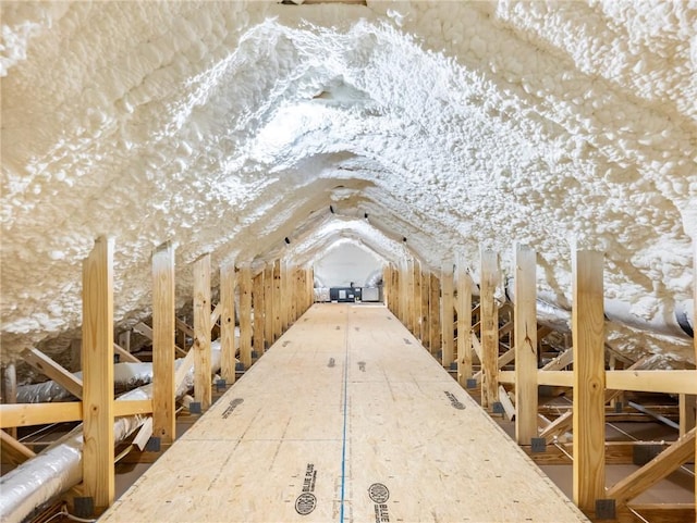 view of unfinished attic