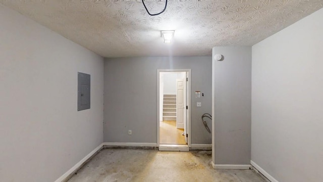 364 Springhaven Way, Lawrenceville, GA 30046 - spare room with electric panel, a textured ceiling, unfinished concrete floors, and a smoke detector