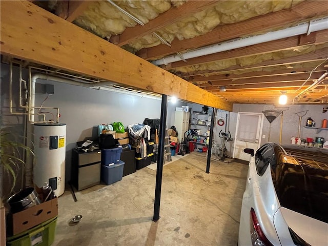 basement with electric water heater