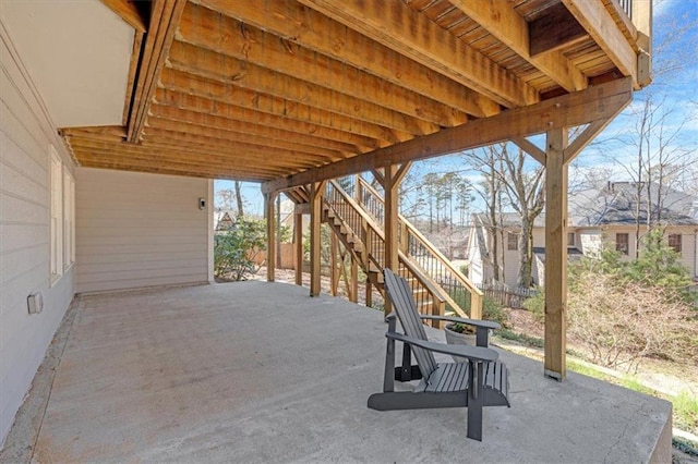 view of patio / terrace with stairway