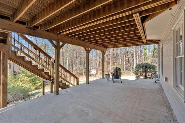 view of patio with stairs