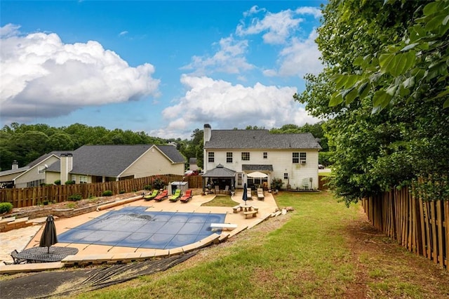 7282 Litany Ct, Flowery Branch, GA 30542 - view of swimming pool with a gazebo, a patio area, and a diving board