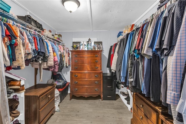 spacious closet with light wood-style flooring