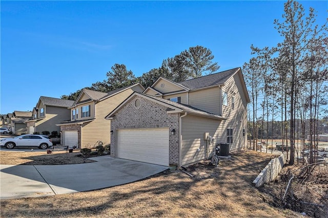 exterior space with a garage