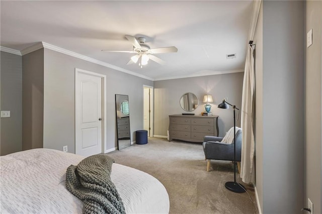 1244 Harris Commons Pl, Roswell, GA 30076 - bedroom with carpet flooring, crown molding, and a ceiling fan