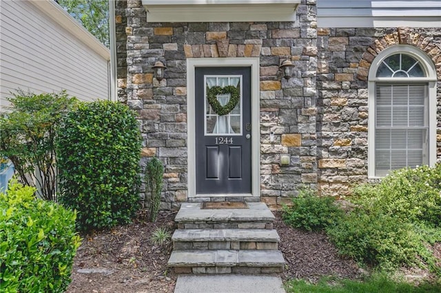 1244 Harris Commons Pl, Roswell, GA 30076 - doorway to property featuring stone siding