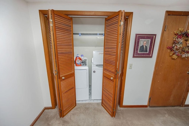 970 E Main St, Canton, GA 30114 - hall with light carpet, baseboards, and separate washer and dryer
