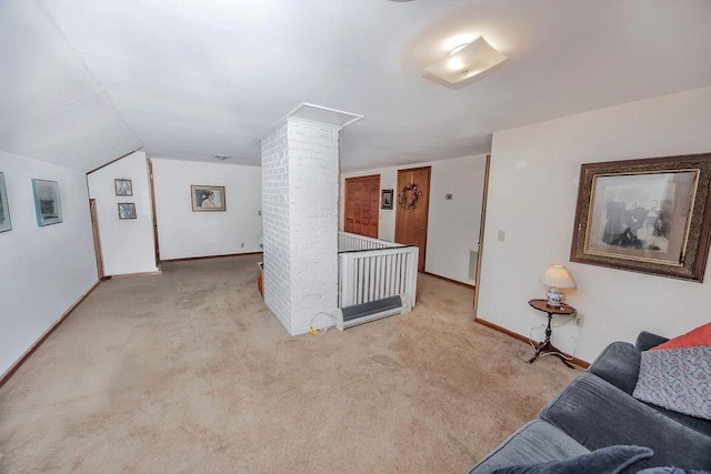 970 E Main St, Canton, GA 30114 - additional living space featuring carpet floors, visible vents, baseboards, vaulted ceiling, and decorative columns