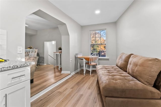 living area with light hardwood / wood-style floors