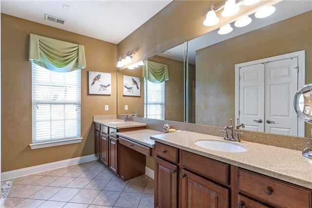 bathroom featuring a sink, plenty of natural light, and visible vents