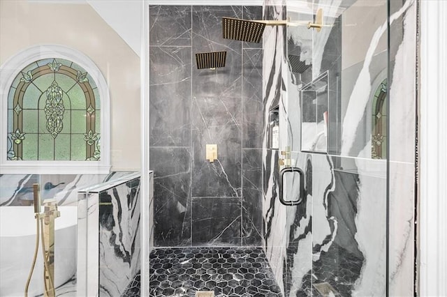 4670 Hamden Forest Dr SW, Atlanta, GA 30331 - bathroom featuring a marble finish shower