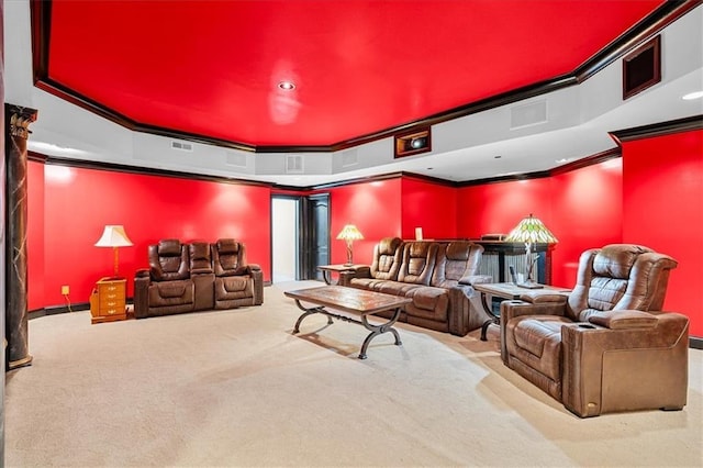 4670 Hamden Forest Dr SW, Atlanta, GA 30331 - carpeted home theater room with crown molding and recessed lighting