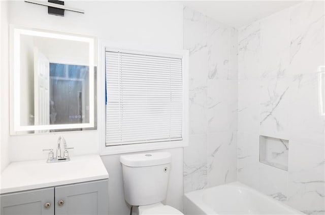 1156 Clinton Rd, Macon, GA 31211 - bathroom featuring vanity, toilet, and shower / bathtub combination