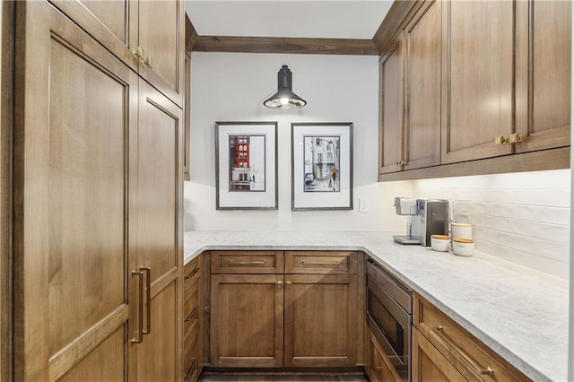 284 Hook St, Alpharetta, GA 30009 - kitchen featuring stainless steel microwave and brown cabinets