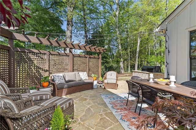 284 Hook St, Alpharetta, GA 30009 - view of patio featuring an outdoor hangout area, a pergola, and outdoor dining area