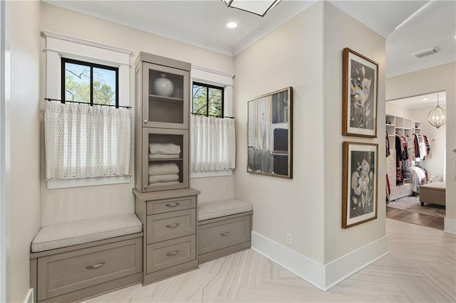 284 Hook St, Alpharetta, GA 30009 - hallway with baseboards, recessed lighting, and a chandelier