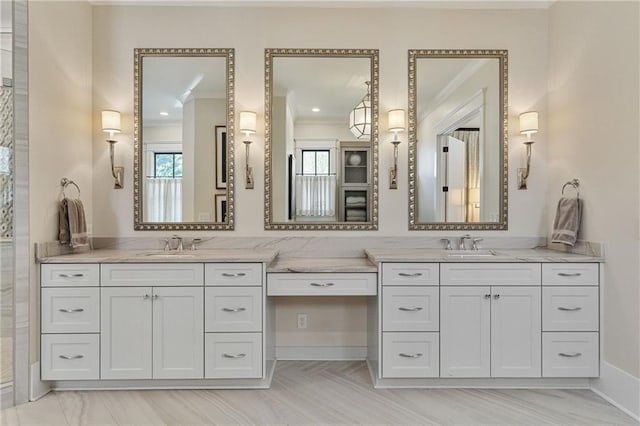 284 Hook St, Alpharetta, GA 30009 - full bathroom with double vanity and crown molding