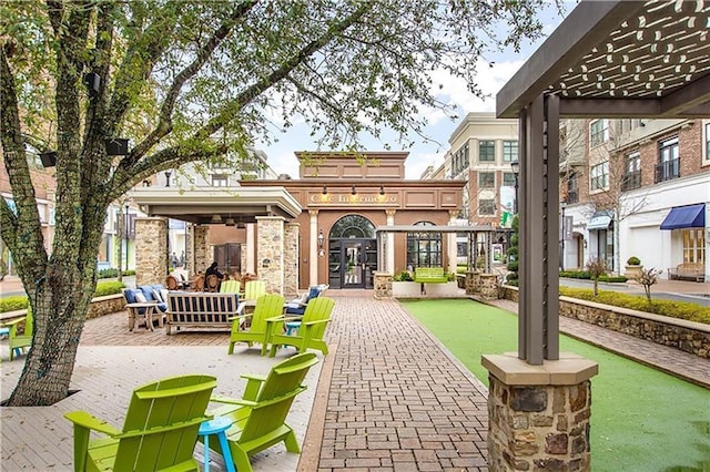 284 Hook St, Alpharetta, GA 30009 - view of patio featuring french doors and a putting area