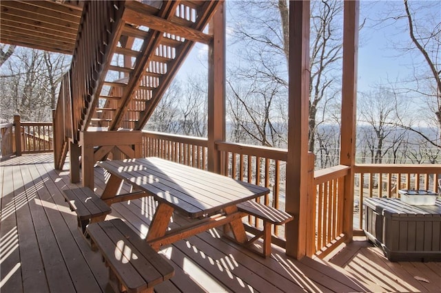 wooden deck with stairs