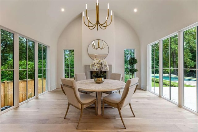 sunroom with a notable chandelier