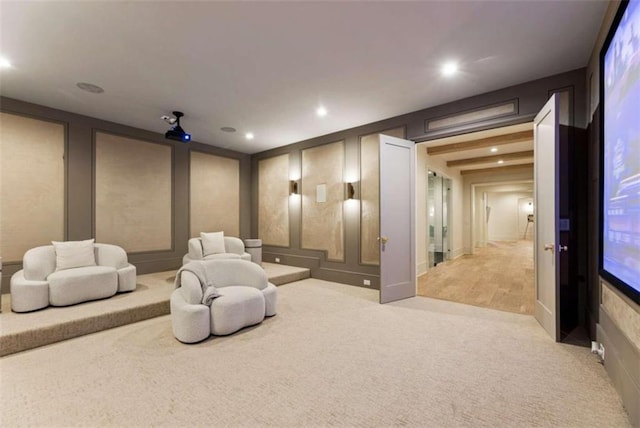 view of carpeted home theater