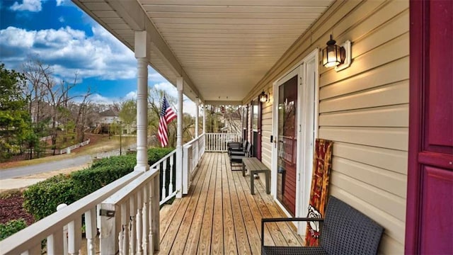 wooden deck with covered porch