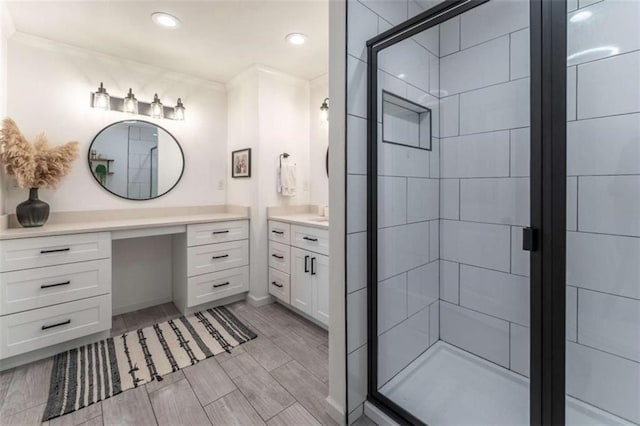 361 Princeton Way, Lawrenceville, GA 30044 - full bathroom featuring vanity, a stall shower, and recessed lighting