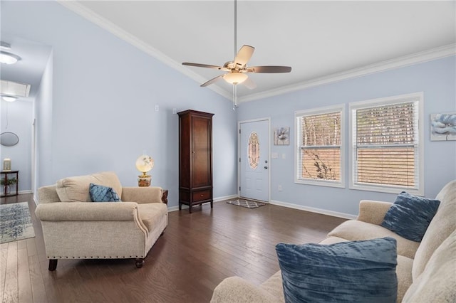 541 Mulberry Cir, Jasper, GA 30143 - living room featuring dark wood-type flooring and crown molding